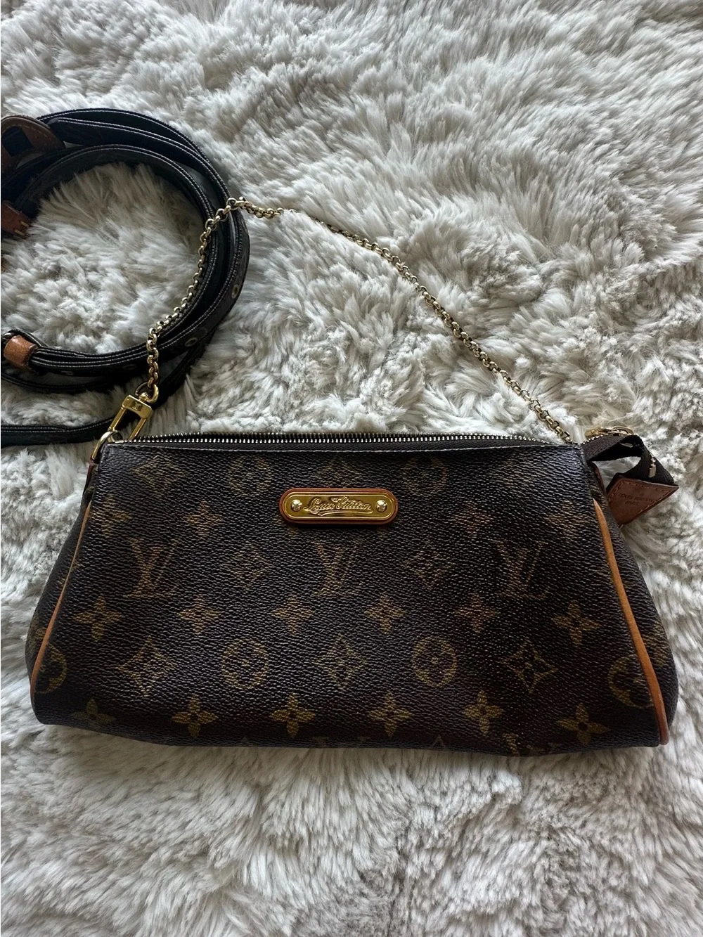 Louis Vuitton Monogram Eva Pochette Bag with Chain